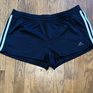 Adidas Women's White-Stripes Black Athletic Shorts
